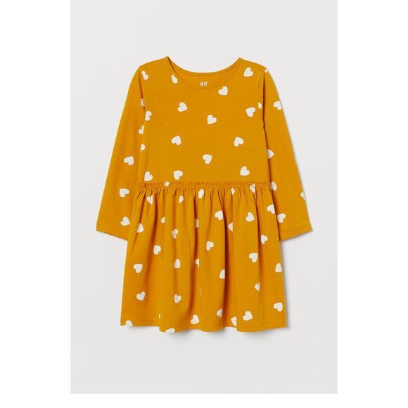 H&M Girls Star Patterned Long Sleeve Jersey Dress - Picture 1 of 3